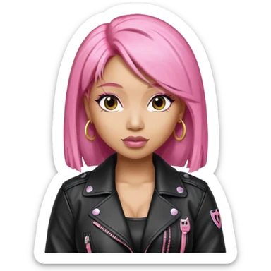 Nicki Minaj pink hair wear leather jacket sticker