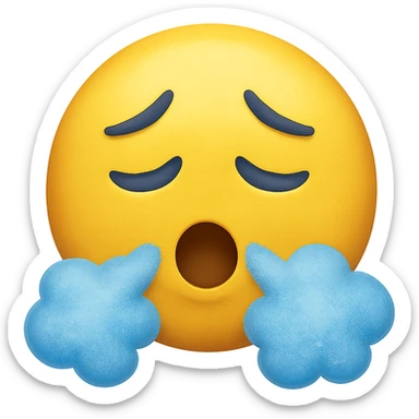 face with blue ice breath emoji, digital illustration sticker