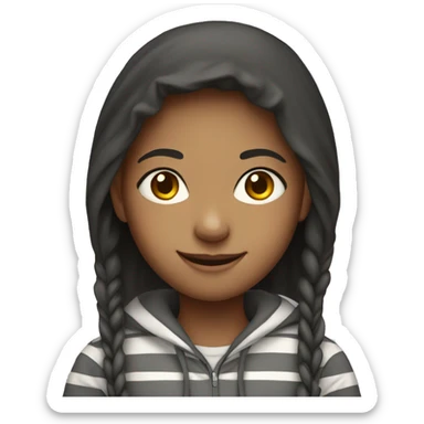 smiling girl with striped hoodie sticker