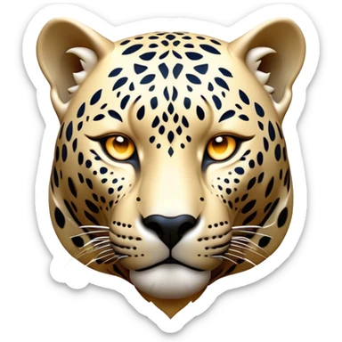 Cinematic Noble Jaguar Portrait Emoji, Poised and elegant, with a sleek, muscular build adorned with striking rosette patterns and intense, focused eyes, Simplified yet sharp and sophisticated features, highly detailed, glowing with a soft, wild luminescence, high shine, intelligent and graceful, stylized with an air of untamed nobility, focused and alert, soft glowing outline, capturing the essence of a watchful guardian that feels as though it could step out of the screen with effortless authority! sticker
