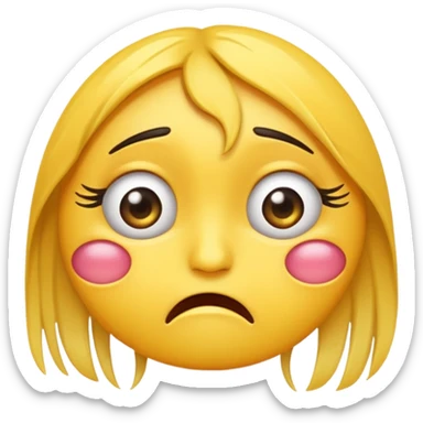 distraught emoji with long eyelashes sticker