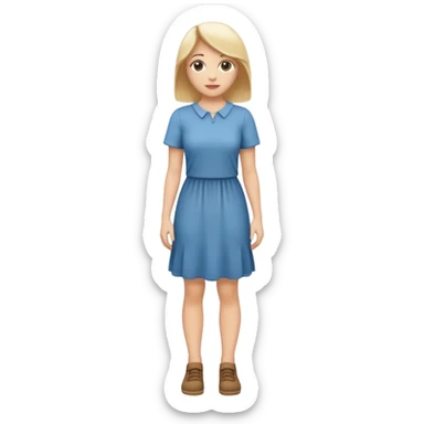 Create me an emoji of a full body white female in a casual dress, looking to her right. sticker