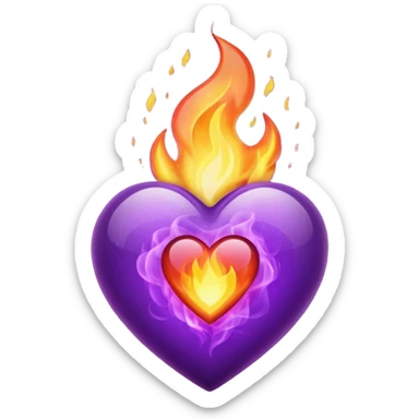 Deep purple fire heart  sticker