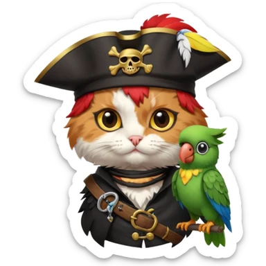 بچه گربهpirate and parrot sticker