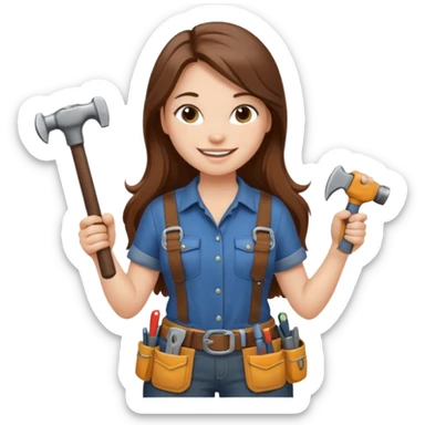 beautiful girl with long brown hair renovating her apartment sticker