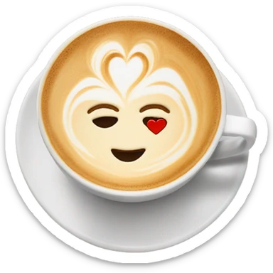 Latte with heart latte art sticker