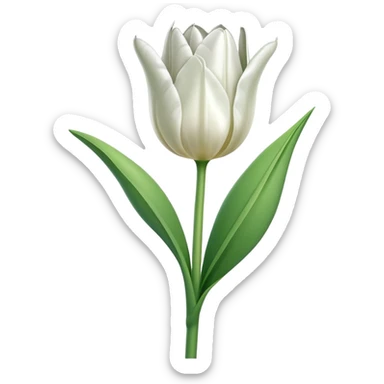 single White Green Tulip, straight stem sticker