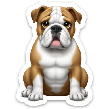 English bulldog fawn & white sitting by fireplace sticker