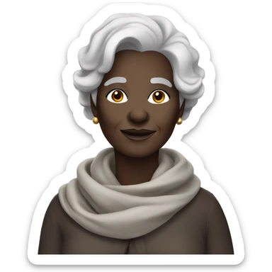 Beautiful darkskin old woman with scarf with dark grey hair sticker