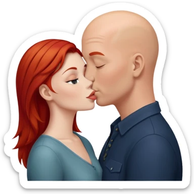 Red hair girl kiss bald Guy  sticker