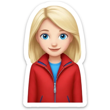 smiling girl in red jacketblue eyes sticker