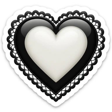 white heart with gothic black lace, ornate sticker