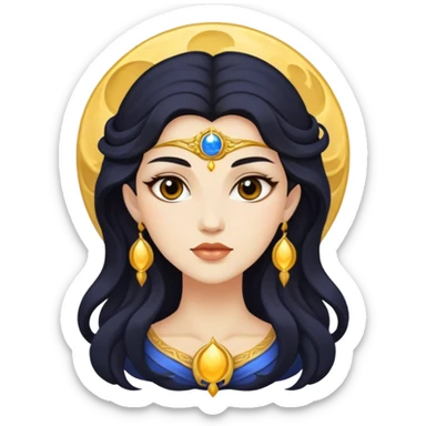 Moon goddess dark hair light skin  sticker