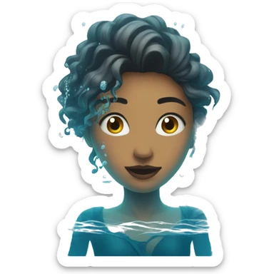 woman disappearing under the water sticker