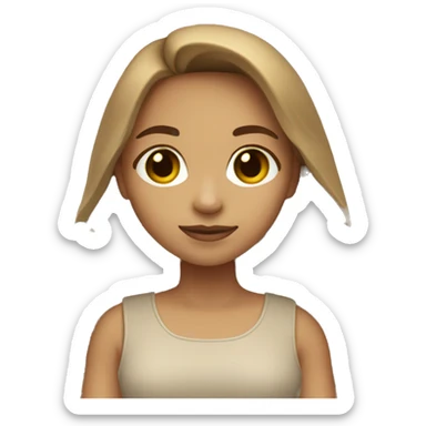 Light skin girl with long straight light brown hair carrying small palm tree sticker