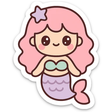 pink tail mermaid cute colorful style sticker