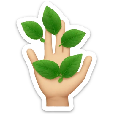 Mano con 5 dedos al lado de una hoja de menta al lado de 2 tipos de ríos sticker