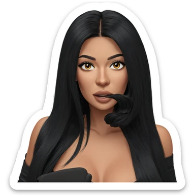 realistic girl with black hair sticker