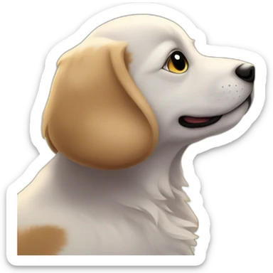 a puppy looking up to the sun sticker