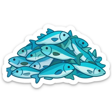 Create a normal emoji of a pile of fish, inspired by Jesus' miracles, based on the reference image, variation 1. The style should resemble a typical emoji style with clear, simple shapes and colors. sticker