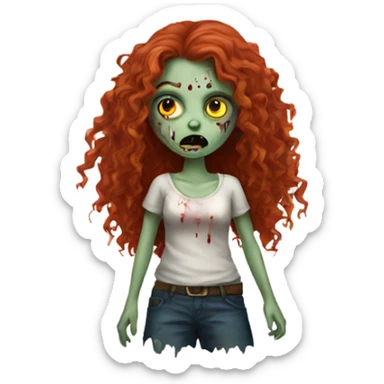 Zombie girl with long red curly hair sticker