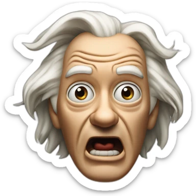 1955 Doc Brown from back to the future looking shocked and his mouth wide open. No eye-ware. sticker