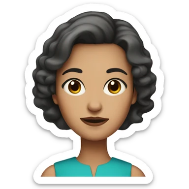mid age woman with short dark hair and brown big eyes sticker