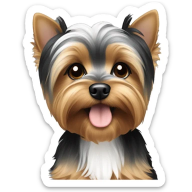 yorkie puppy black and white mostly white sticker