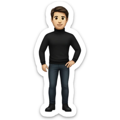 male dark brown haired designer with black turtleneck sticker