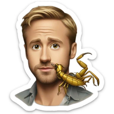 Ryan Gosling with a scorpion sticker