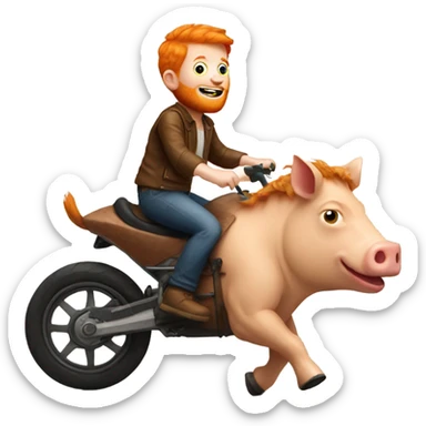 Ginger boy riding a hog with big face  sticker