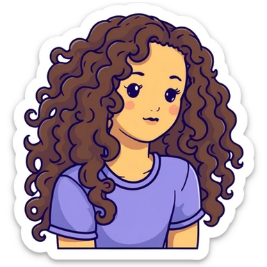 Attractive girl with very very long curly hair and many freckles sticker