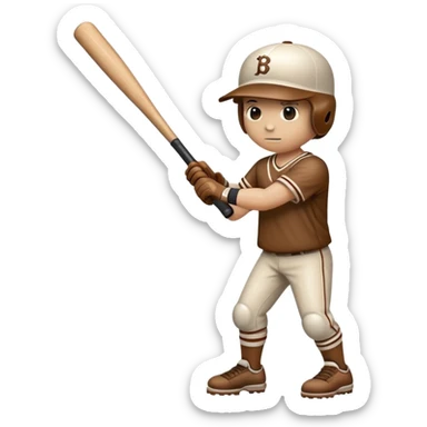 Humanoid piece of wood holding a baseball bat sticker