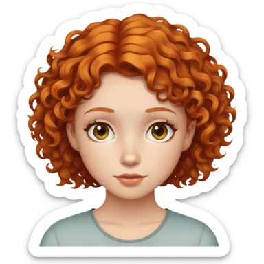 girl with short ginger hair curly sticker