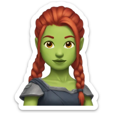 Ogre (oni) girl with red hair pontail sticker