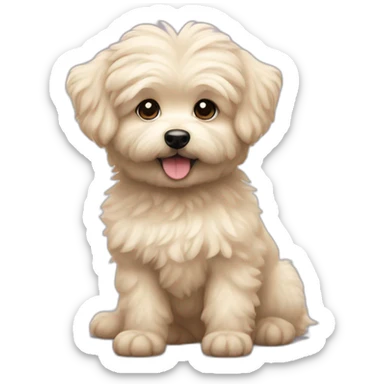 blonde-eskipoo-dog with one ear pointing up and the other down sticker