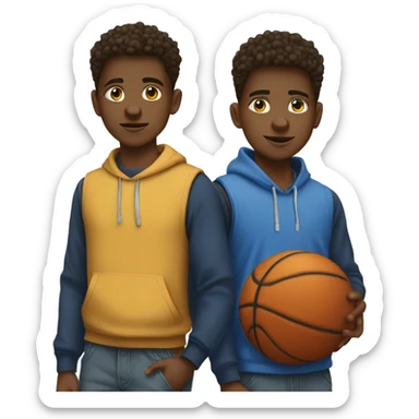 Teen twin boys with basketball sticker
