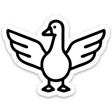 goose with open wings, minimalistic style, transparent background sticker
