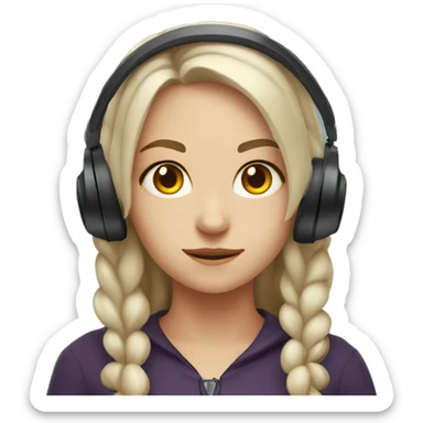 young caucasian witch with headphones sticker