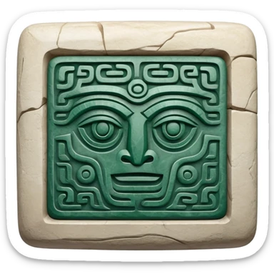Mayan hieroglyphic symbol for communication or mail in white and dark green colors sticker