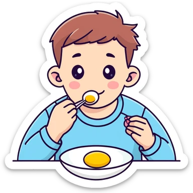 Ein junge der eine schweine nase hat und der eier frisst  sticker