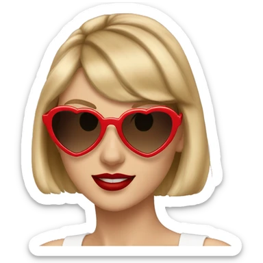 Taylor swift wearing red heart sunglasses sticker
