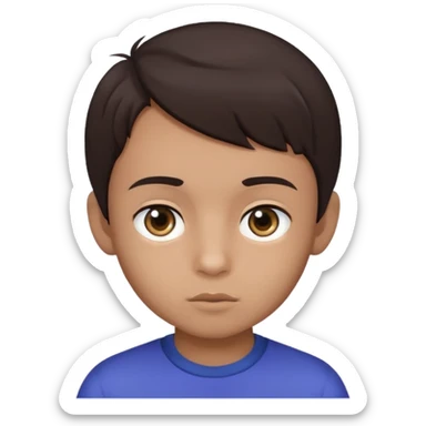 Dark brown hair, make the boy mixed race and is a boy and make his iris a bit smaller sticker