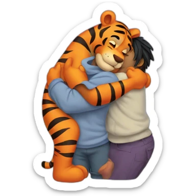 Tigger and Eeyore hug sticker
