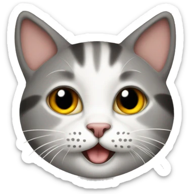 cute cat with funny face  with peace sign  sticker