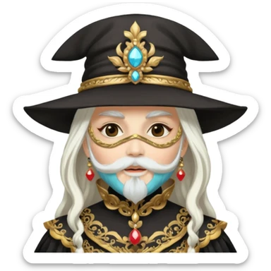masked Women with hat long white hair & bearded sticker