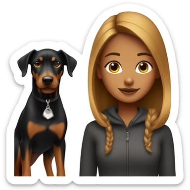 girl with doberman  sticker