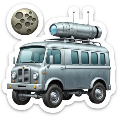  antique tall truck robotic twelve passenger Moon rover Scooby Doo sticker