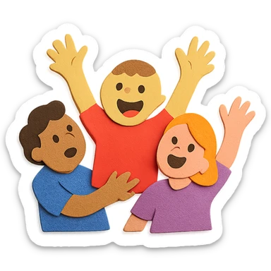 grupo de personas haciendo locuras, estilo papel recortado sticker