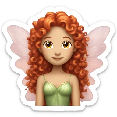 red curly haired fairy queen with wings sticker